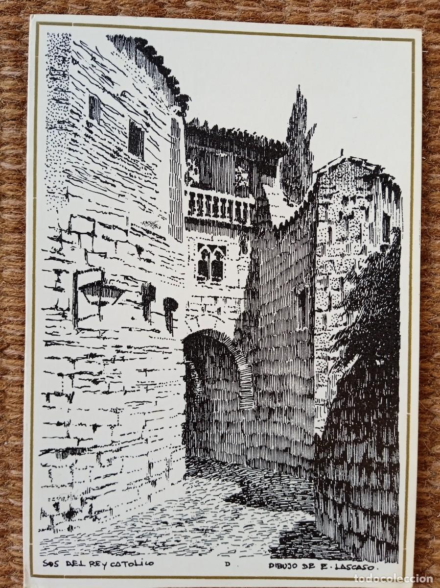 Cartoline: SOS DEL REY CATOLICO - DIBUJO E. LASCASO - TARJETA TAMA&Ntilde;O POSTAL