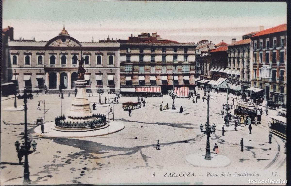 Postales: 5 ZARAGOZA.PLAZA DE LA CONSTITUCION. LL. SIN CIRCULAR - Foto 1