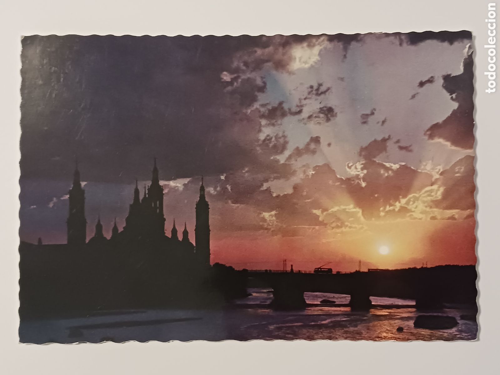 Postales: Zaragoza, Puesta de sol, Circulada. - Foto 1