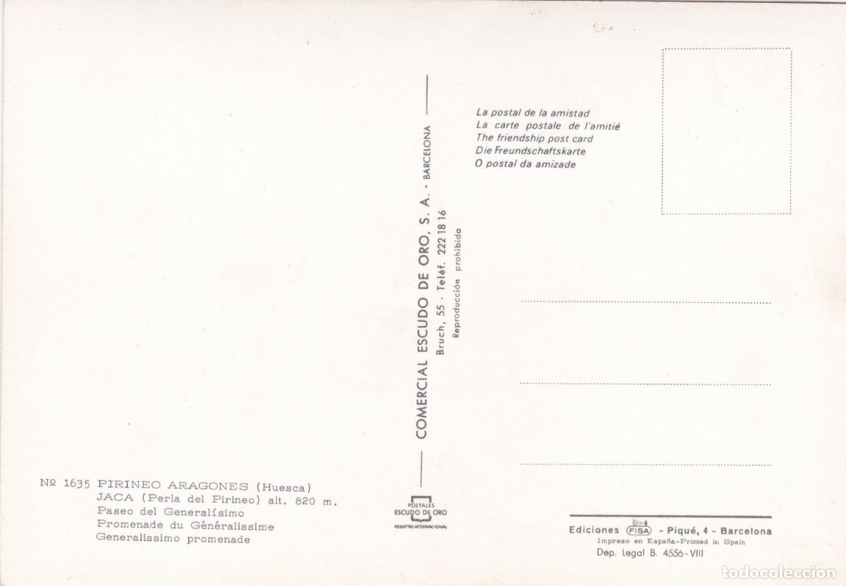 Postales: JACA (HUESCA). PASEO DEL GENERALISIMO (1965) - Foto 2