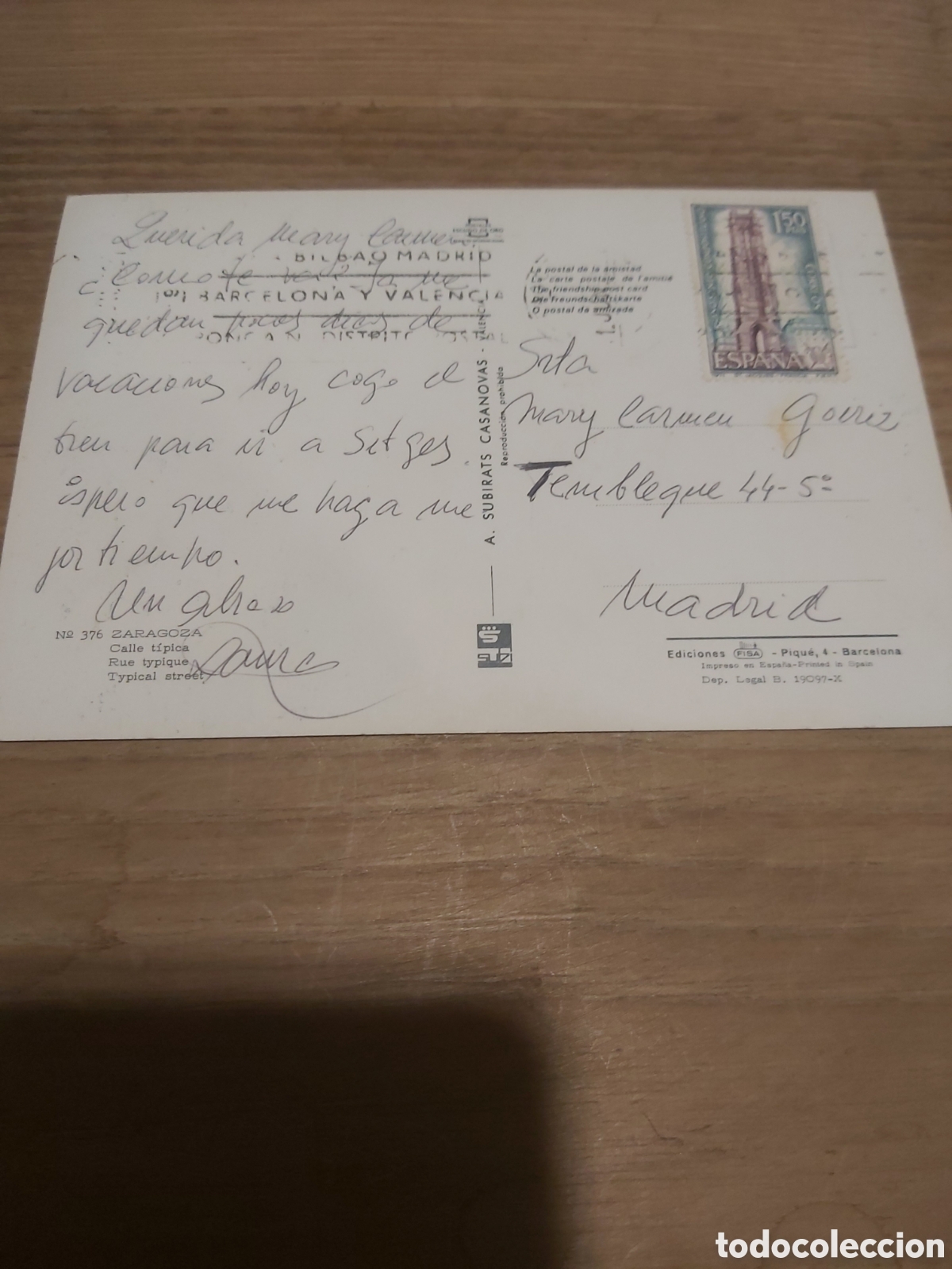 Postales: Zaragoza postal.valle t&iacute;pica circulada 1971 - Foto 2