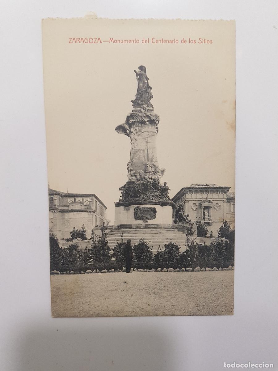 Postales: POSTAL ZARAGOZA MONUMENTO DEL CENTENARIO DE LOS SITIOS. SIN CIRCULAR. - Foto 1