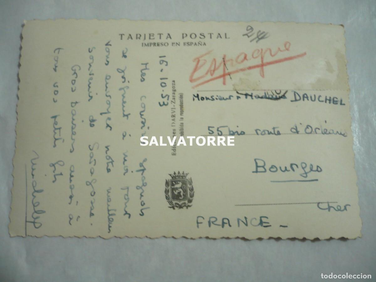 Postales: POSTAL ZARAGOZA EDICIONES DARVI CIRCULADA 1953 - Foto 2
