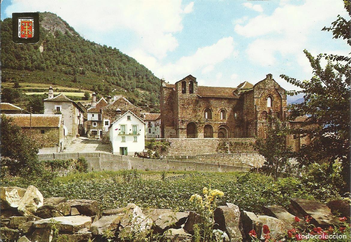 Cartes Postales: Hecho. Monasterio de San Pedro de Siresa. Pirineo Aragon&eacute;s. Escudo de Oro. 10x15 cm. 1960. Postal.