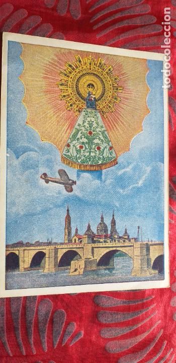 Postkarten: ZARAGOZA-RV-145X100mm-EL PILAR,UN AVION ENEMIGO DEJO CAER TRES ...ED.ARRIBAS.