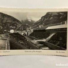 Postales: CANFRANC (HUESCA) POSTAL NO.3, ESTACION Y RÍO ARAGON. EDIC. ARRIBAS (H.1950?) S/C