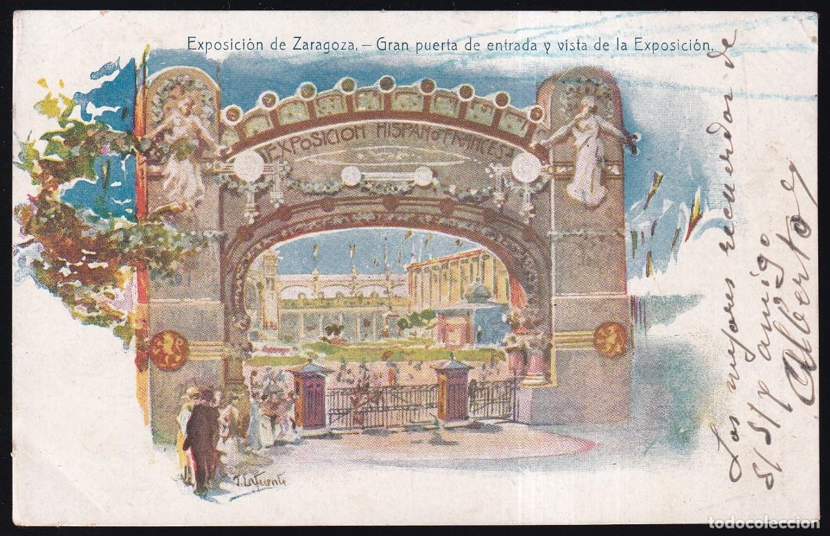 Postales: Zaragoza. *Exposici&oacute;n Hispano-Francesa 1908* Circulada 1908. - Foto 1