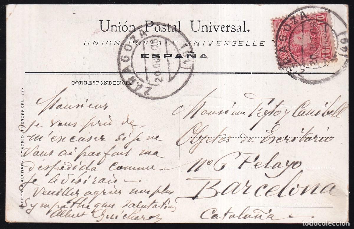 Postales: Zaragoza. *Exposici&oacute;n Hispano-Francesa 1908* Circulada 1908. - Foto 2