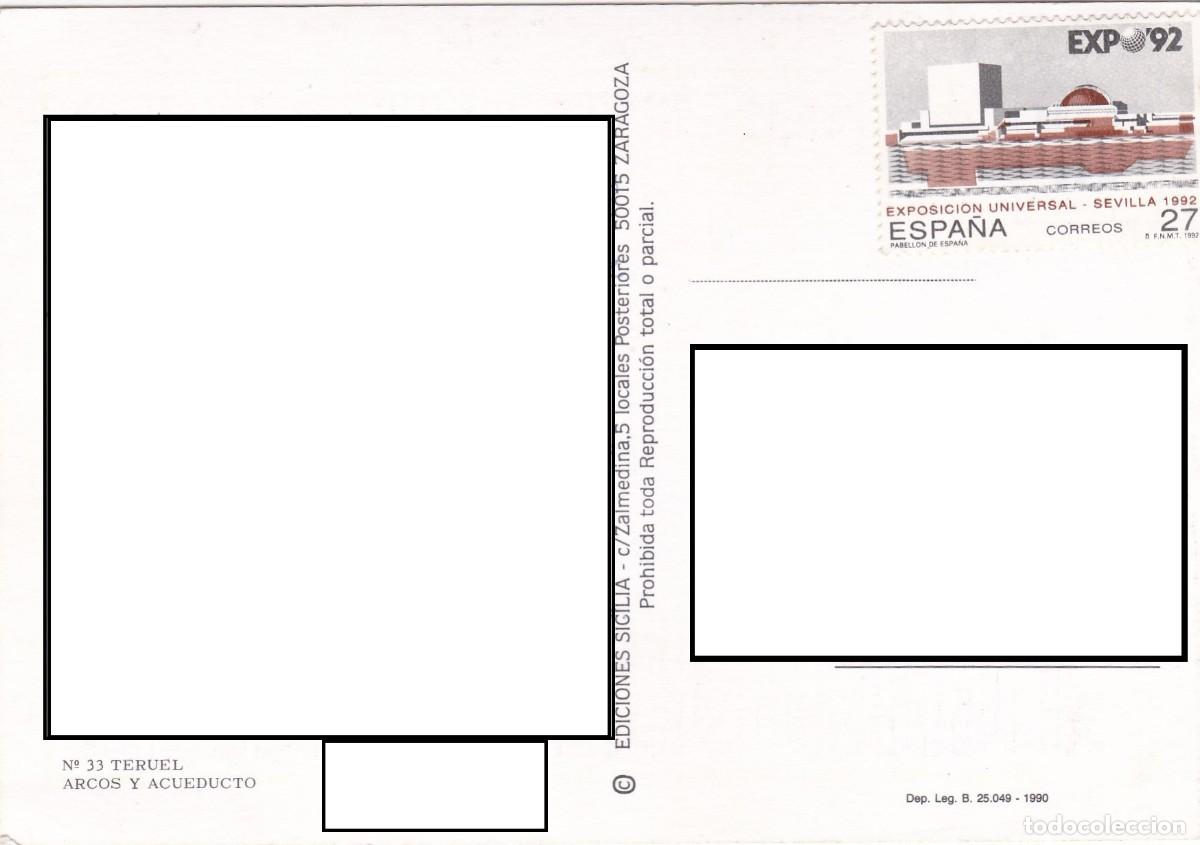 Postales: TERUEL. ARCOS Y ACUEDUCTO (1990) - Foto 2
