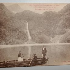 Postales: POSTAL LOS PIRINEOS CENTRALES LUCHON, EMBARCACION EN LAGO DE OO, CIRCULADA 1922, MUY RARA