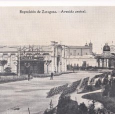 Postales: EXPOSICIÓN DE ZARAGOZA, AVENIDA CENTRAL. ED. IMPRENTA ALEMANA, MADRID. SIN CIRCULAR