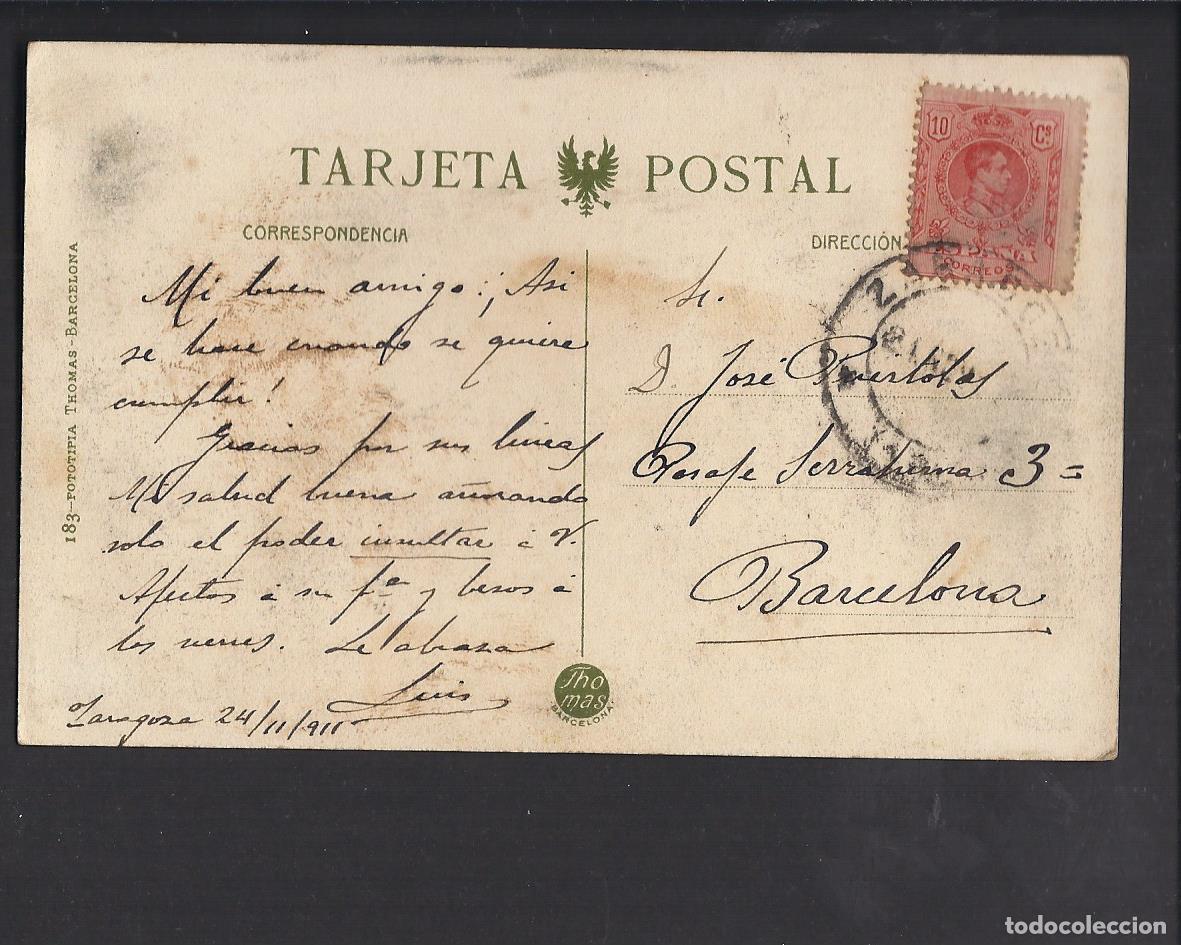 Postales: Antigua postal de Zaragoza. 1911. - Foto 2