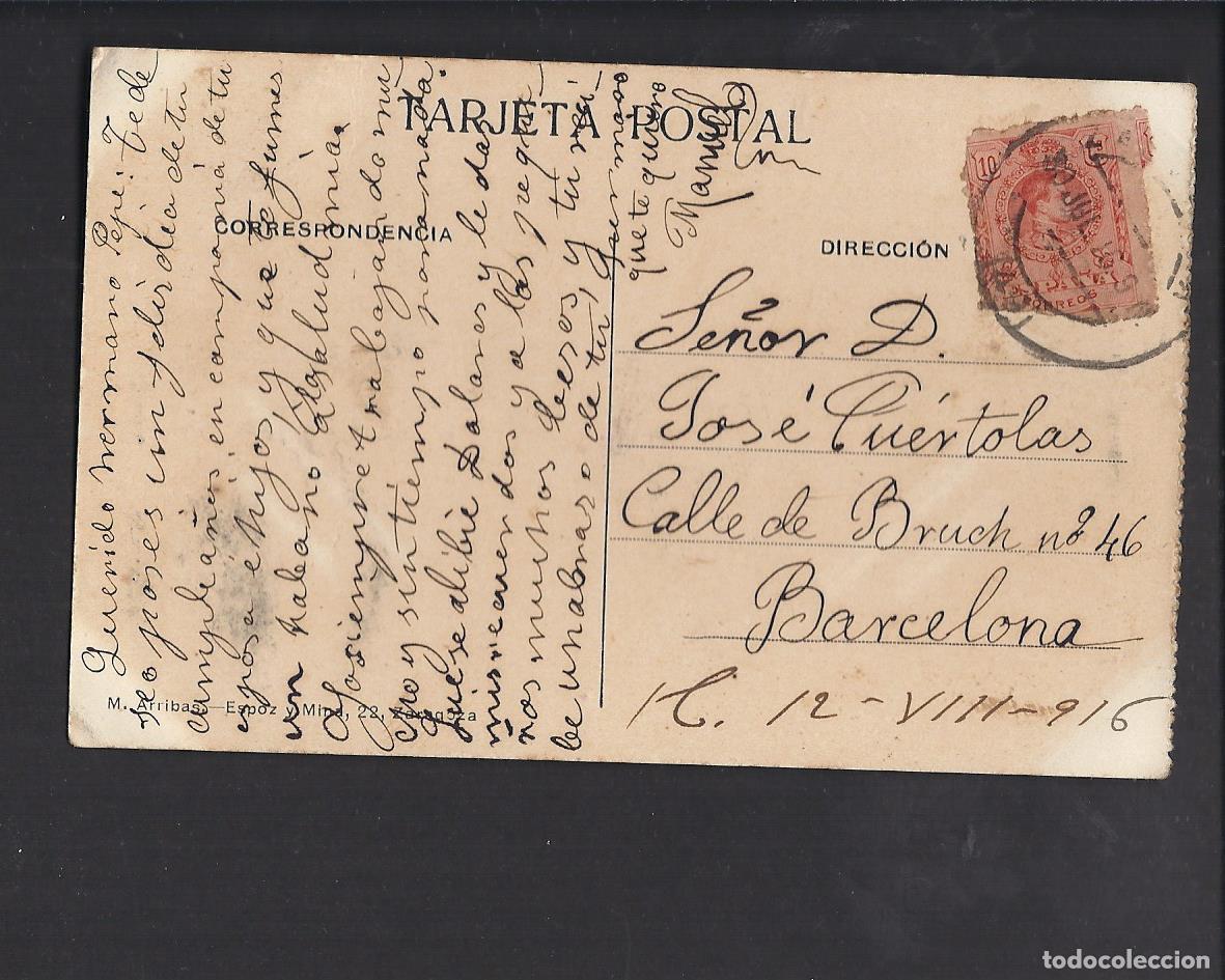 Postales: Antigua postal de Zaragoza. 1916. - Foto 2