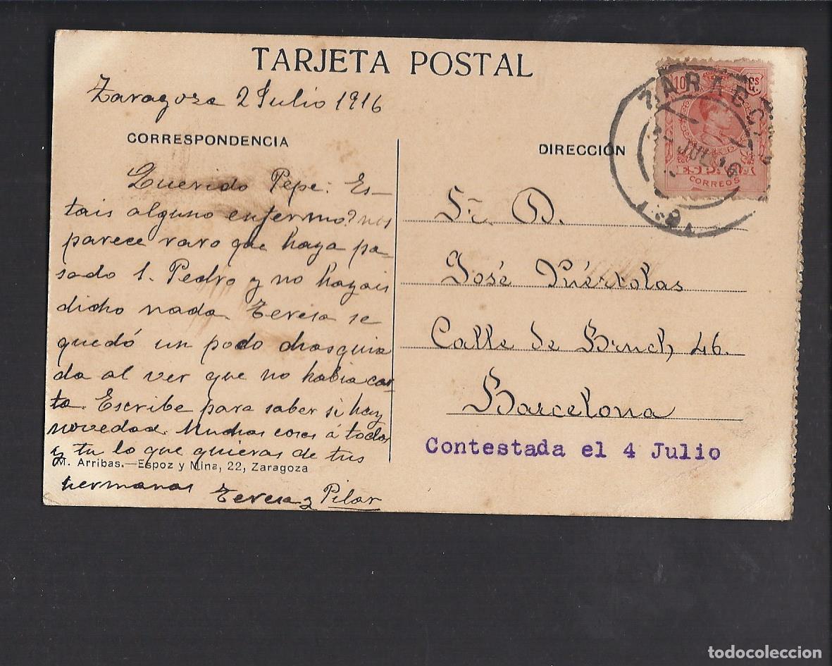 Postales: Antigua postal de Zaragoza. 1916. - Foto 2