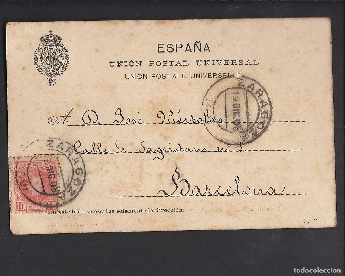 Postales: Antigua postal de Zaragoza. 1905. - Foto 2