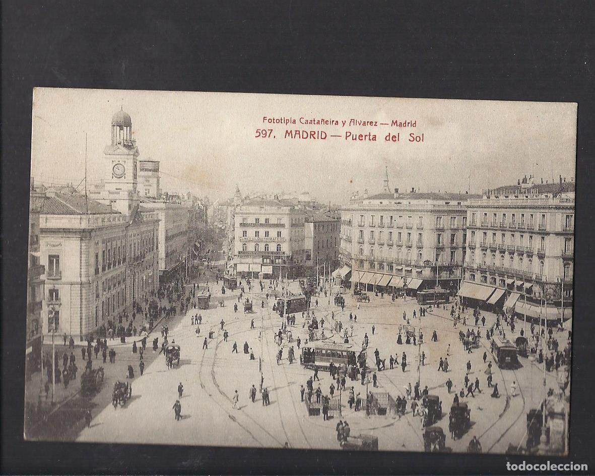 Postales: Antigua postal de Madrid. Puerta del sol . 1914. - Foto 1
