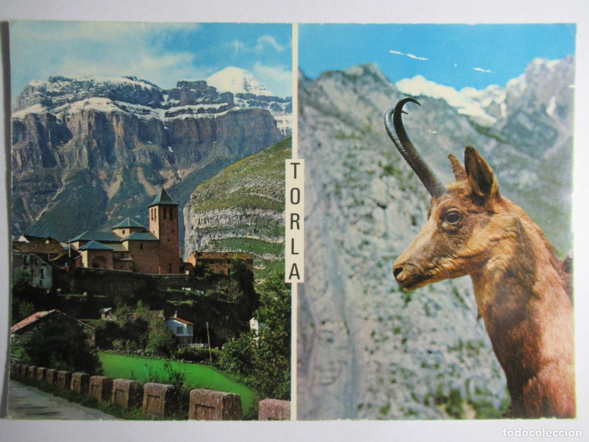 Postales: Torla - Iglesia parroquial y Rebeco - Foto 1