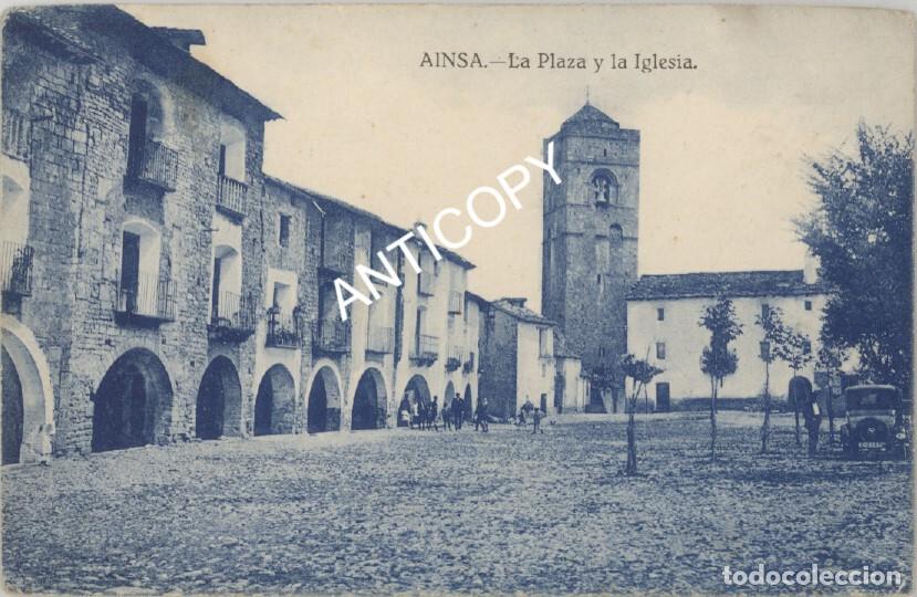 Postales: Postal de Ainsa. La Plaza y la Iglesia. - Foto 1