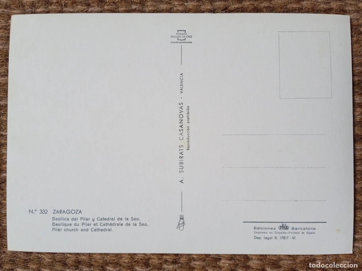 Postales: ZARAGOZA - A. SUBIRATS - ESCUDO DE ORO - Foto 2