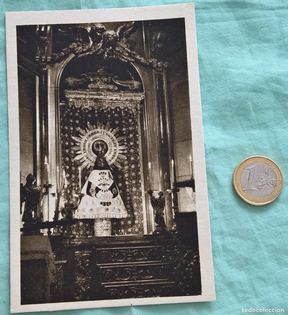 Postales: Virgen del Pilar..Guerra Civil..postal..manto yugo y flechas, bandera España.
