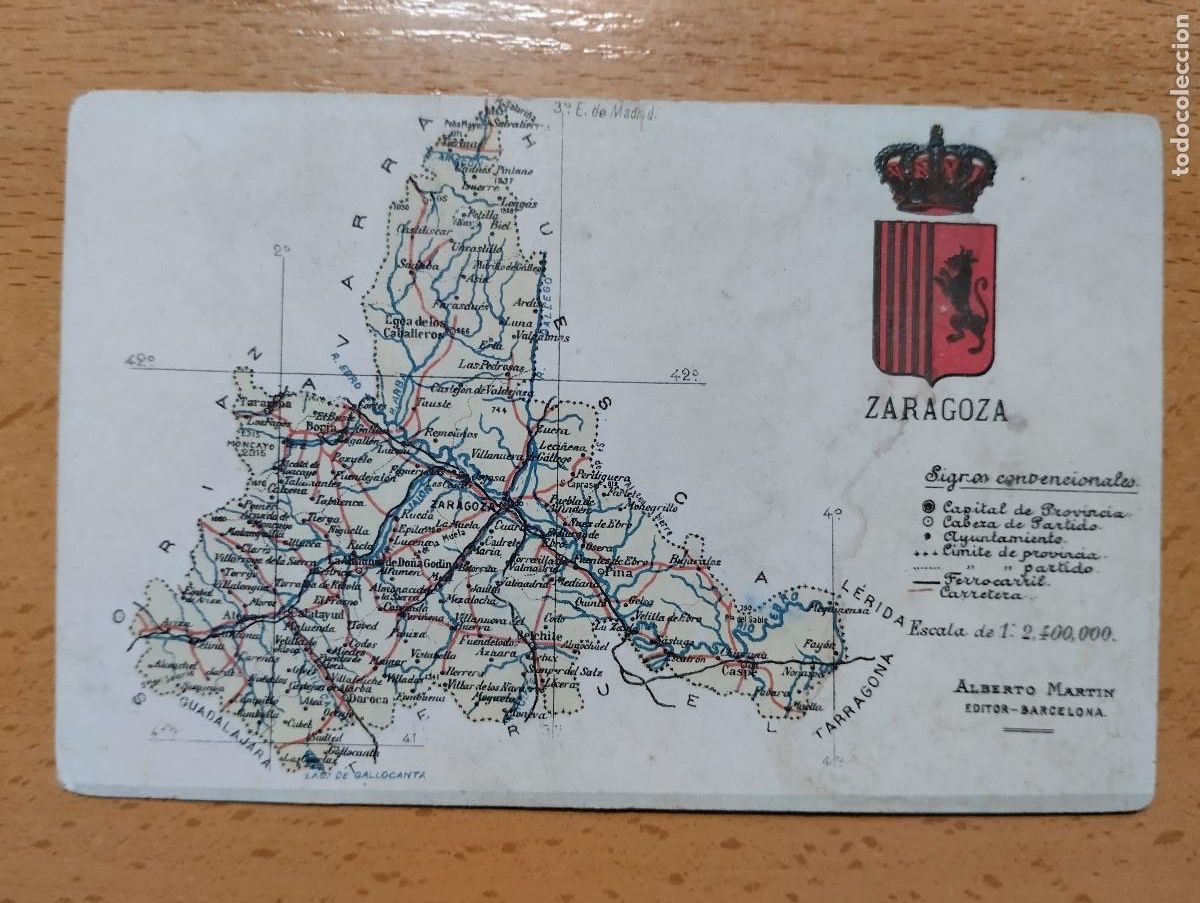 Postales: POSTAL. ZARAGOZA. MAPA. ALBERTO MARTIN. - Foto 1