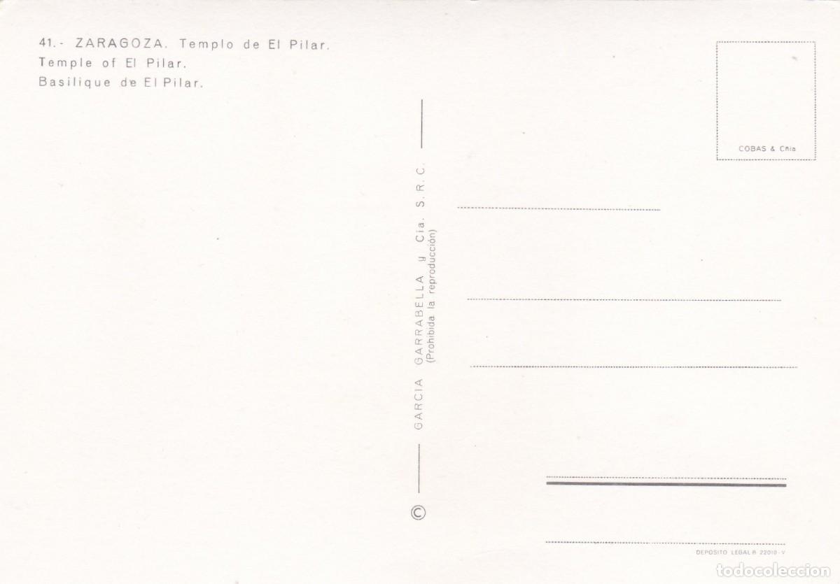 Postales: ZARAGOZA. TEMPLO DE EL PILAR (1962) - Foto 2