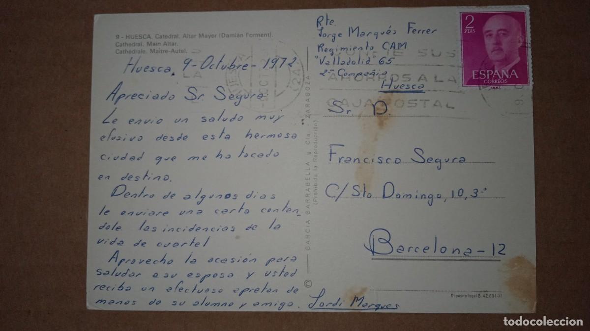 Postales: HUESCA catedral - ALTAR MAYOR (CIRCULADA 1972) - Foto 2