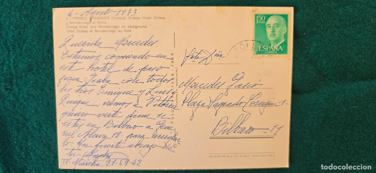 Postales: POSTAL HUESCA (1962) HOTEL ORDESA - Foto 2