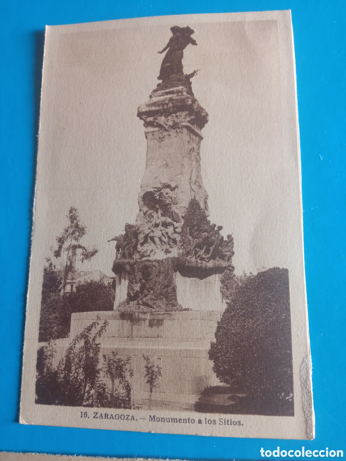 Postales: 2 Antiguas postales de Zaragoza, Monumento a los Sitios - Foto 3