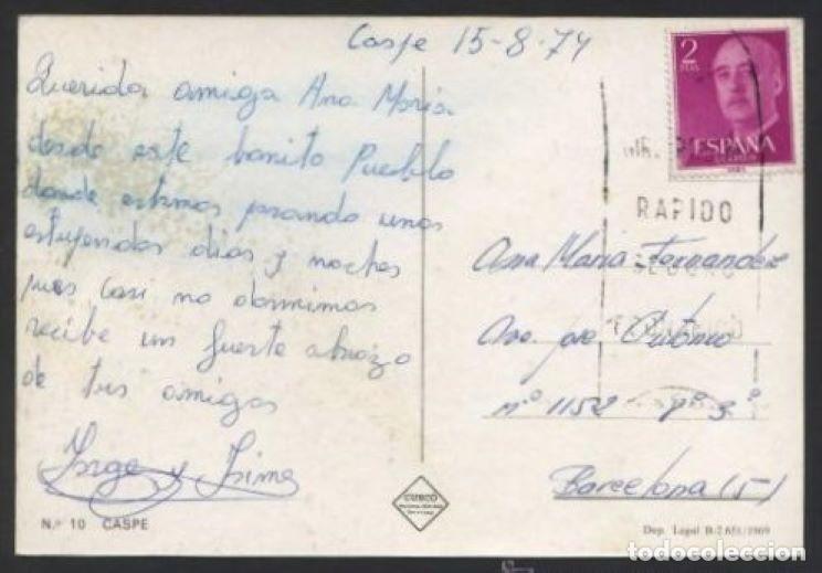 Postales: Caspe. Ed. Cusc&oacute; n&ordm; 10. Circulada. - Foto 2