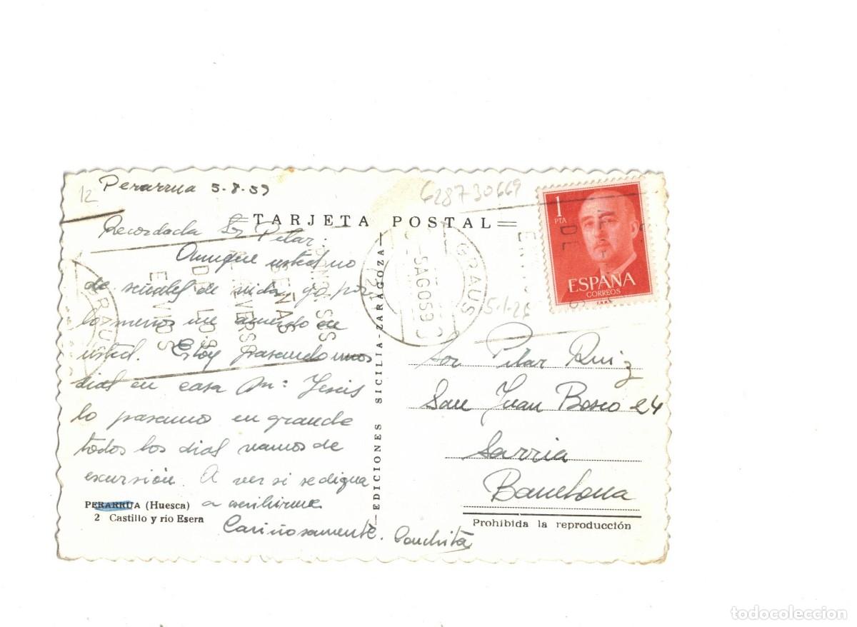 Postales: PERARRUA. CASTILLO Y RIO ESERA. COLOREADA. 2 SIC&Iacute;LIA - Foto 2
