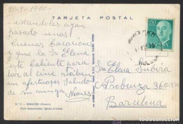 Postales: Binaced *Calle General&iacute;simo...* Ed. Raymond n&ordm; 3. Circulada. - Foto 2