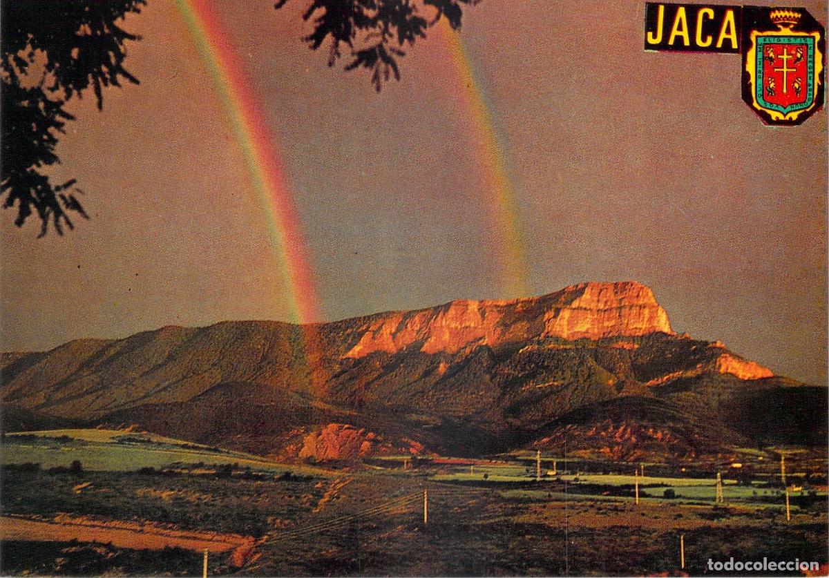 Postales: Postal de Jaca - Pe&ntilde;a de Oroel con Arco Iris, Huesca - Foto 1