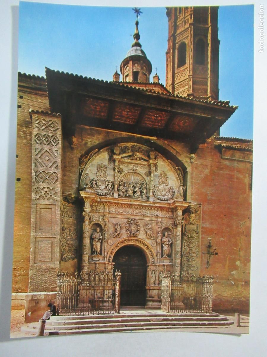 Postales: Calatayud (Zaragoza) - Portada de la Colegiata Santa Mar&iacute;a - Escrita