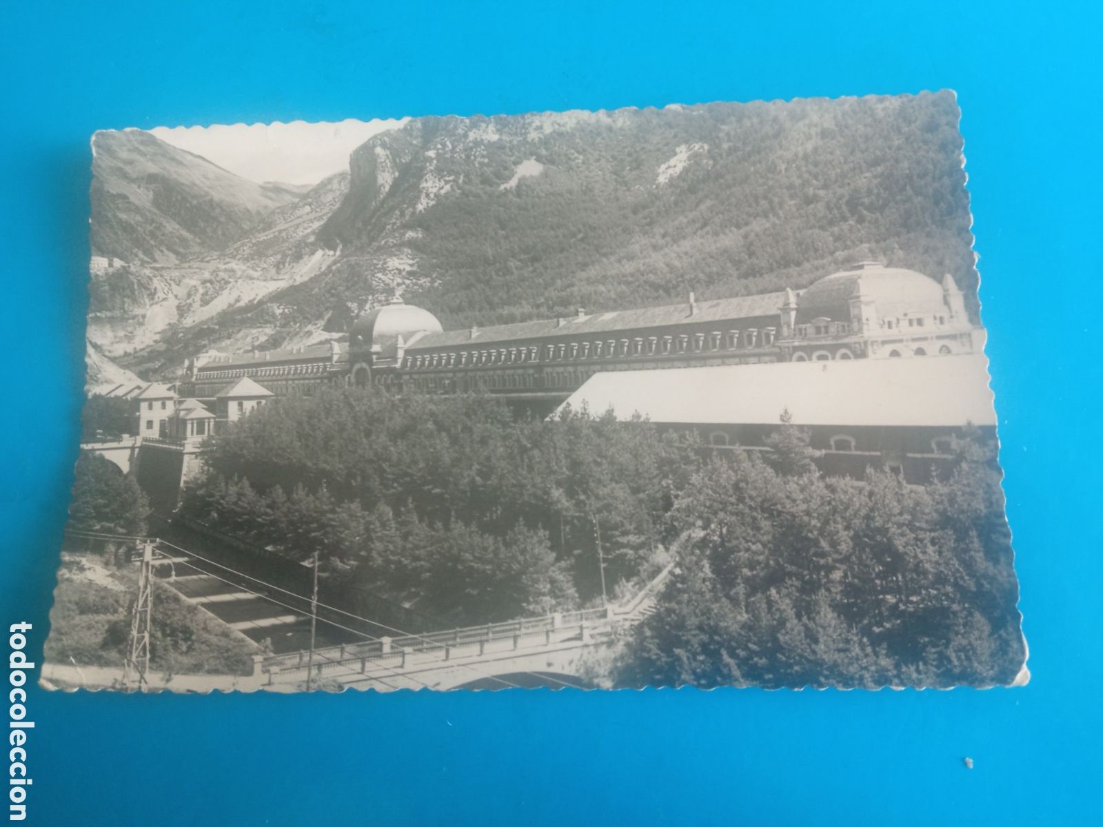 Postales: Antigua postal fotogr&aacute;fica Canfranc - Ara&ntilde;ones, Estaci&oacute;n Internacional y R&iacute;o Aragon
