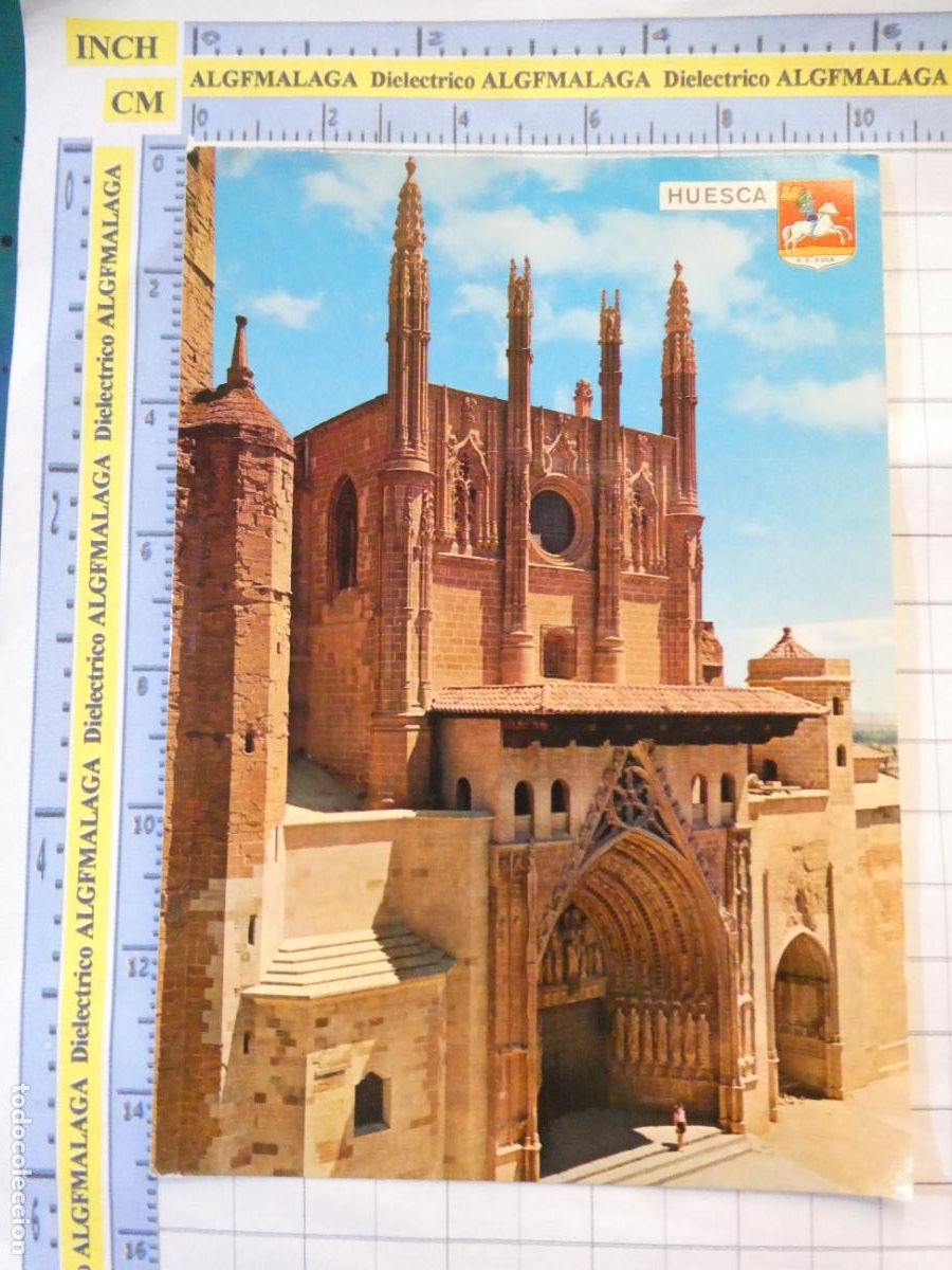 Postales: POSTAL DE HUESCA. A&Ntilde;O 1966. FACHADA PRINCIPAL DE LA CATEDRAL 865 PE&Ntilde;ARROYA. 2585