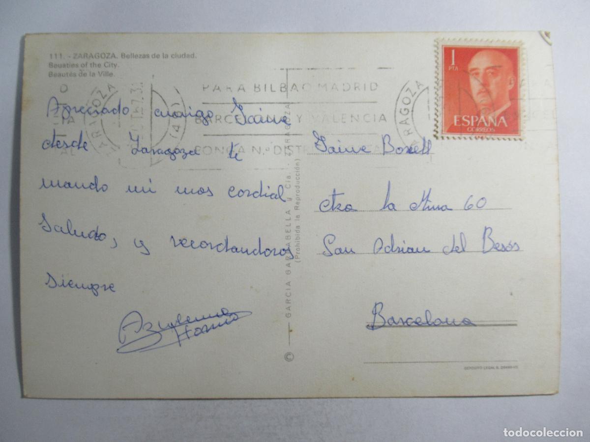 Postales: Zaragoza - Bellezas de la Ciudad - Circulada - Foto 2