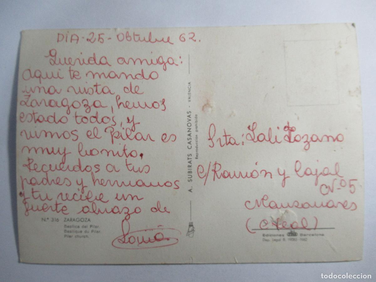 Postales: Zaragoza - Bas&iacute;lica del Pilar - Escrita - Foto 2