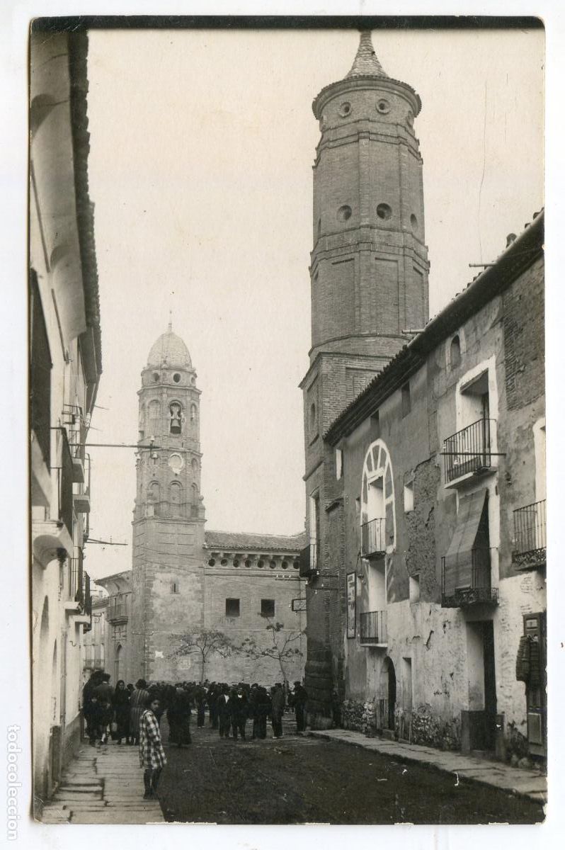 Postales: Morata de Jal&oacute;n, Zaragoza, postal fotogr&aacute;fica, Foto Palacio, con gente, muy rara