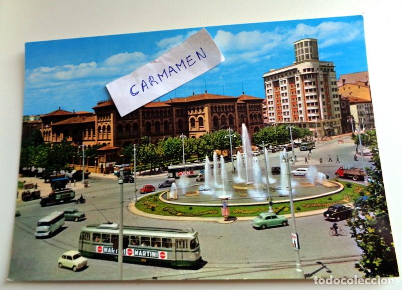 Postales: POSTAL ANTIGUA - ZARAGOZA - PLAZA PARA&Iacute;SO - GARCIA GARRABELLA - TRANVIAS COCHES CL&Aacute;SICOS