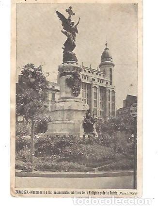 Postales: ANTIGUA POSTAL ZARAGOZA MONUMENTO A LOS INNUMERABLES MARTIRES DE LA RELIGION Y DE LA PATRIA FOTO LUK