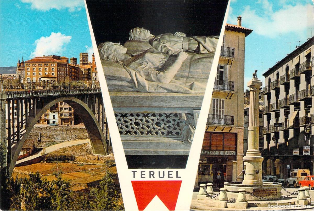 Cartoline: Postal de Teruel: Bellezas de la Ciudad, Viaducto y Amantes de Teruel