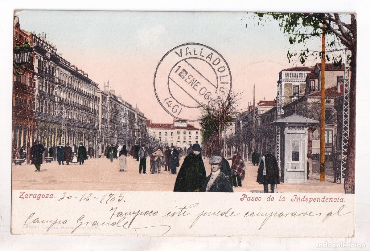 Postales: POSTAL. ZARAGOZA. PASEO DE LA INDEPENDENCIA. CIRCULADA CON SELLO EN 1906