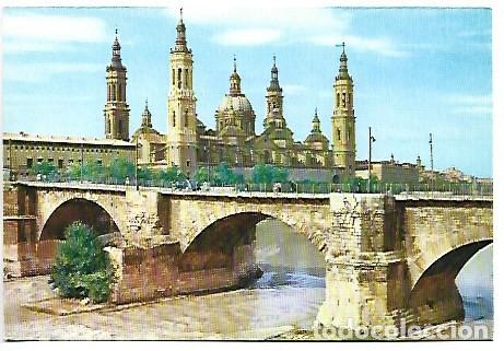 Postales: BASILICA DEL PILAR Y PUENTE DE PIEDRA.- ZARAGOZA