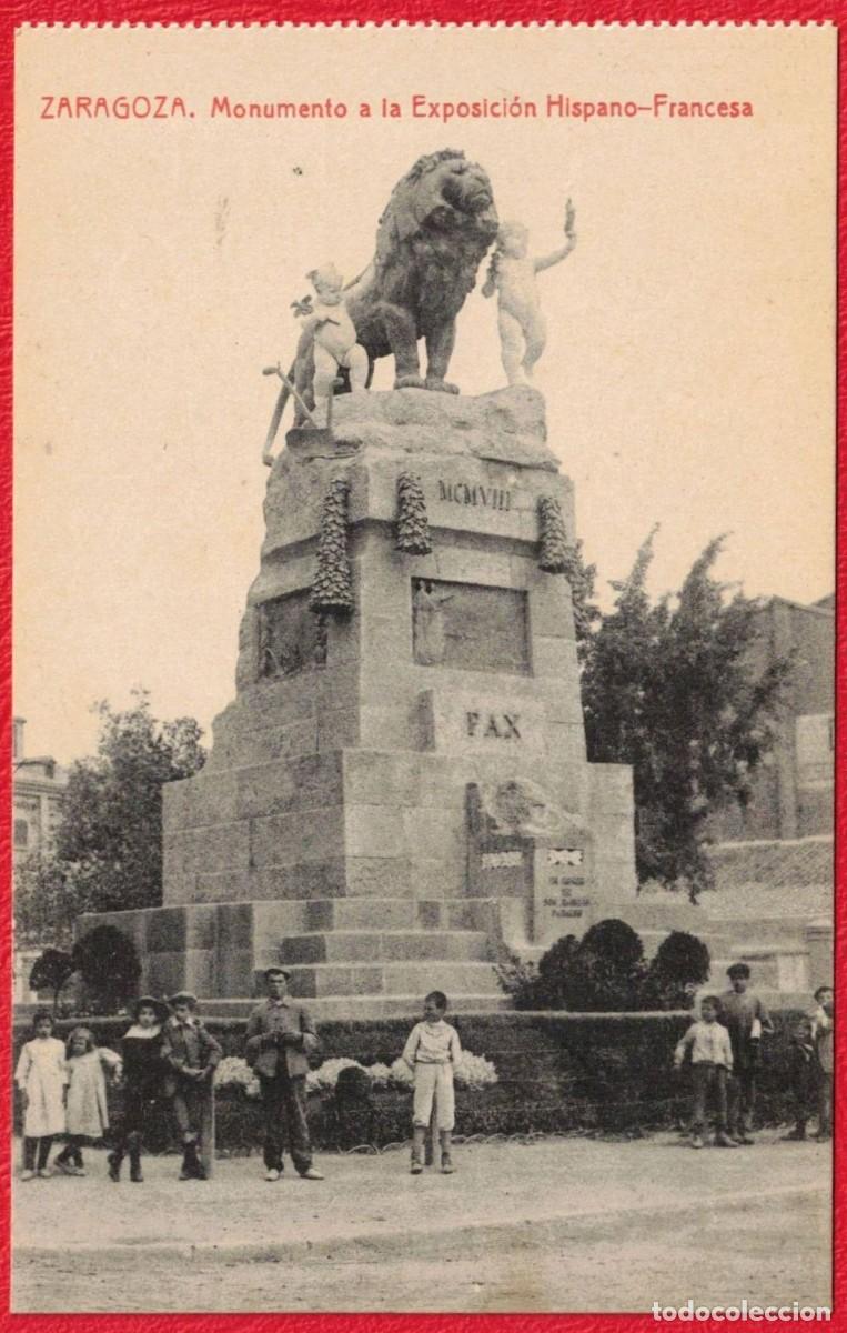 Postales: Zaragoza - Monumento a la Exposici&oacute;n Hispano-Francesa - Fototipia Thomas Barcelona