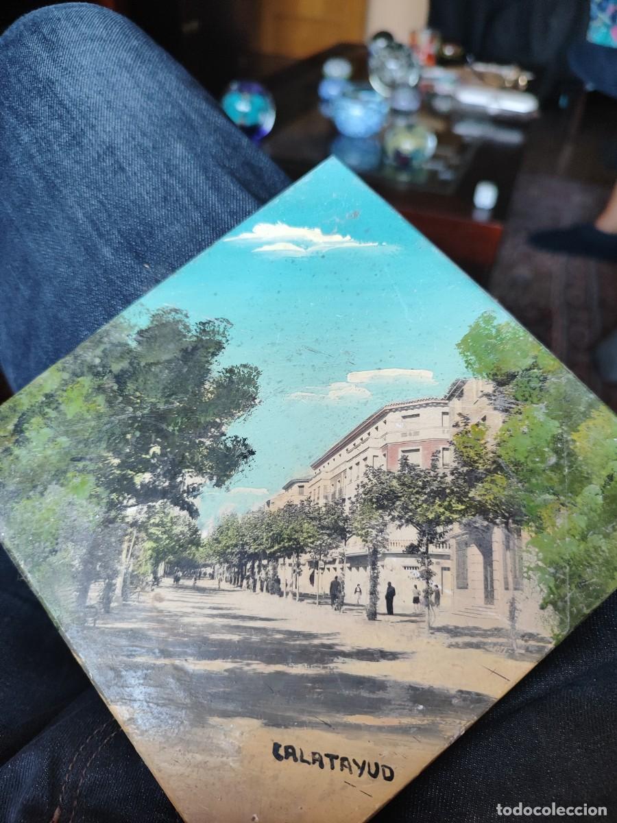 Postales: Recuerdo Calatayud foto tarjeta Paris pintado cielo, arboles