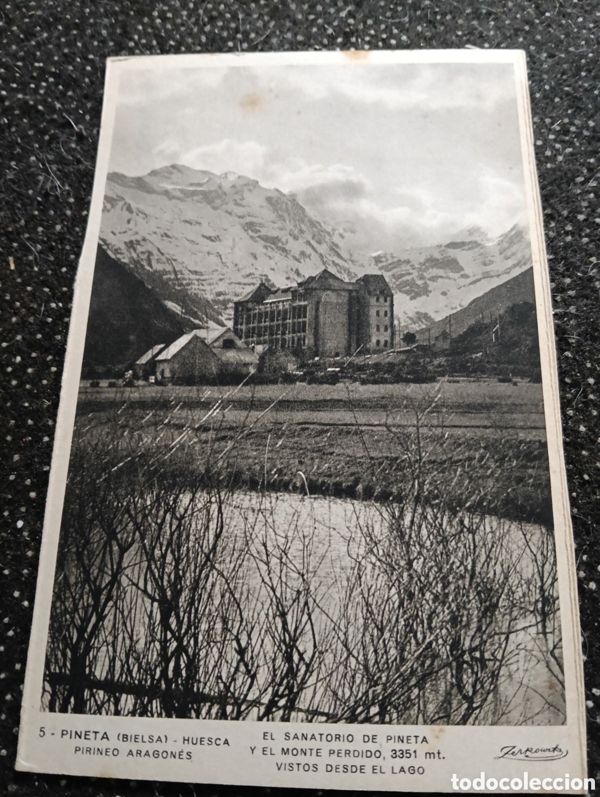 Postales: Postal de Pineta Bielsa, Huesca, Sanatorio de Pineta y el Monte Perdido