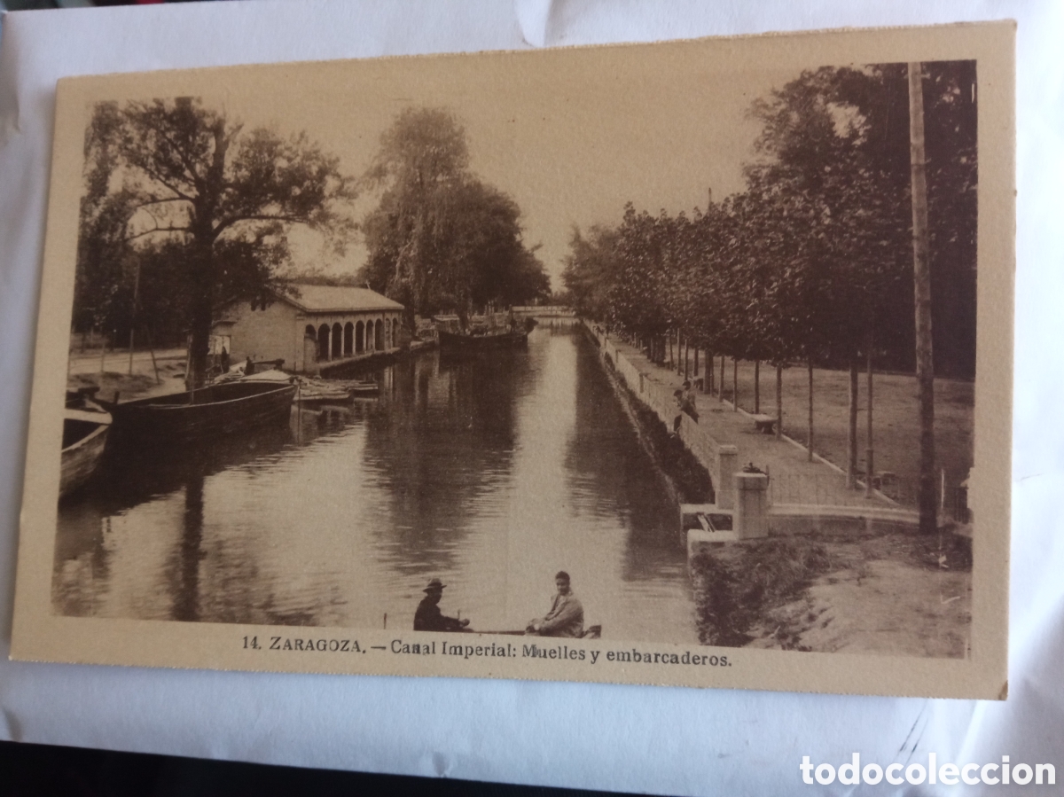 Postales: Antigua postal fotogr&aacute;fica, Zaragoza, Canal Imperial, Muelles y embarcaderos