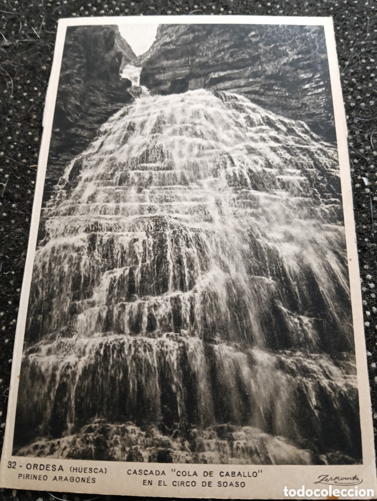Postales: Postal de Ordesa Huesca, Cascada cola de caballo en el Circo de Soaso
