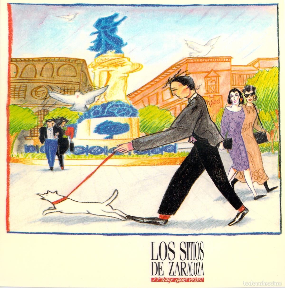 Postales: Postal de la Plaza de los Sitios en Zaragoza, Ilustraci&oacute;n Art&iacute;stica